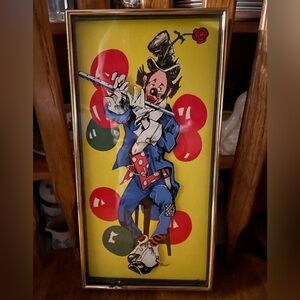 Vintage 1970s framed 3D Clown Picture